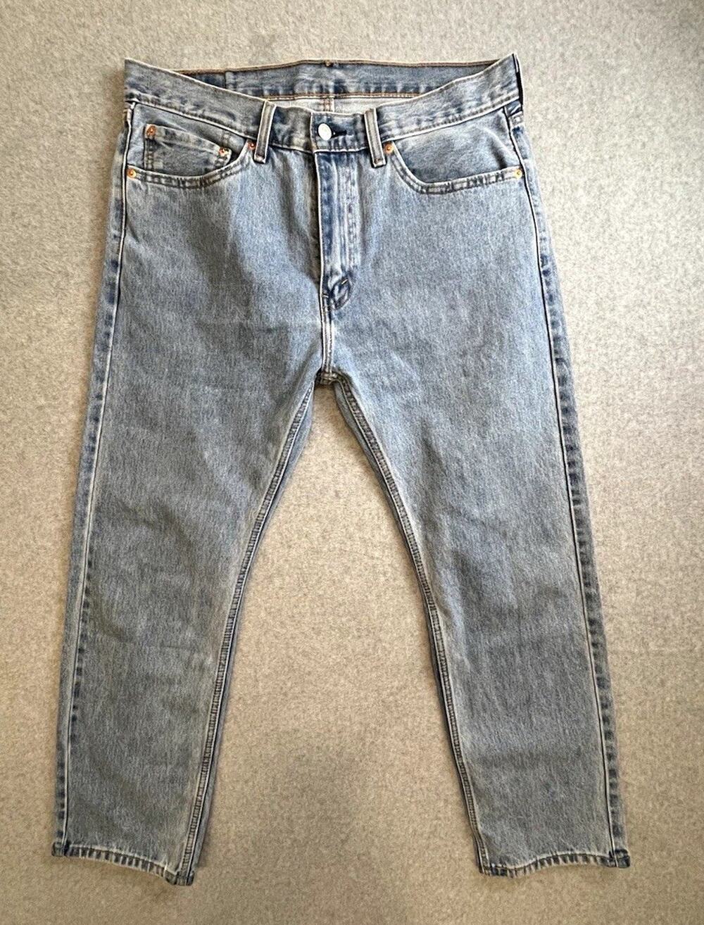Levi's 505 Men's Light Wash Blue Denim Straight Jeans Size 35 x 30 Regular Fit